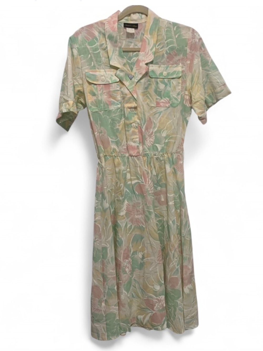 Stuart Alan Pastel Floral Shirt Dress in Mint & Peach